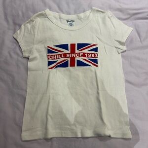 Brandy Melville White Tee with Union Jack Graphic